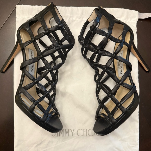 Jimmy Choo Black Cage Heels Stiletto Sandals, Size 38 (size...